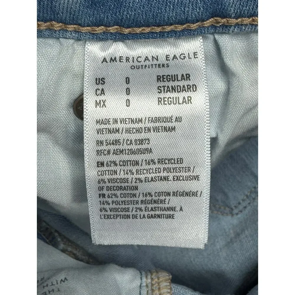 American Eagle Women's Super Hi-Rise Flare Distressed Denim Jeans - Sz 0 (25x31) - Picture 6 of 6